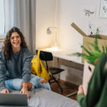 female uni student in student accommodation